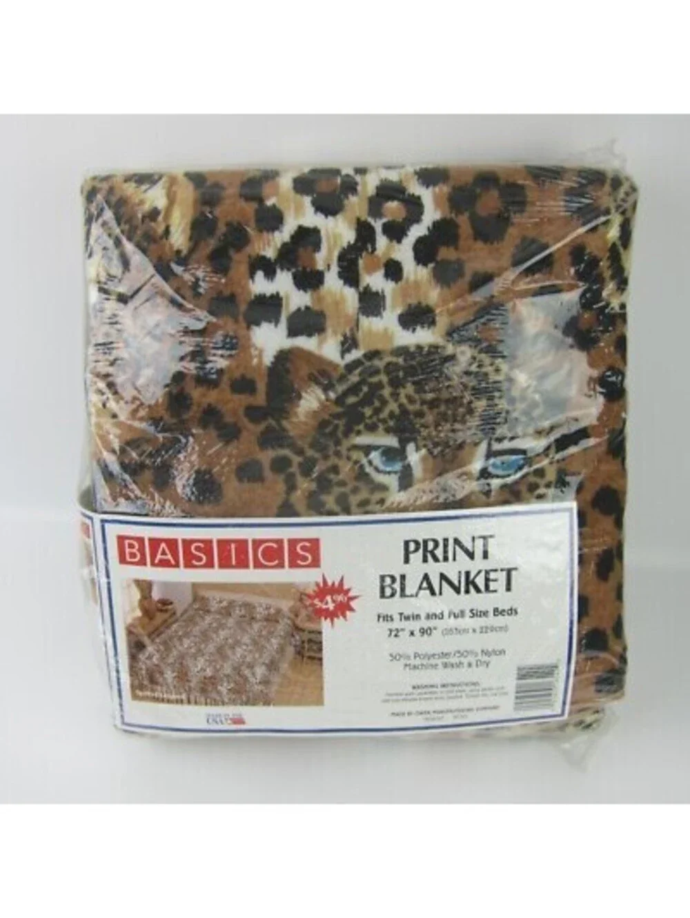 Vintage Leopard Animal Print Blanket Full / Twin Size Owen Basics 72